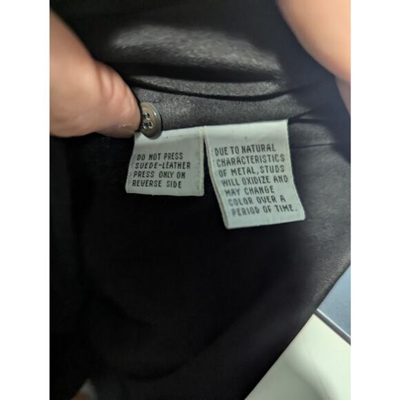 VTG Mercedes & Adrienne Black Silk Blouse Leather Stud Embellished Embroidered - Picture 11 of 12